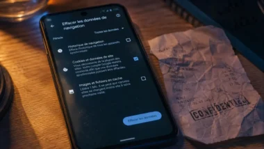 Comment supprimer les cookies sur Android : écran “Effacer les données de navigation”