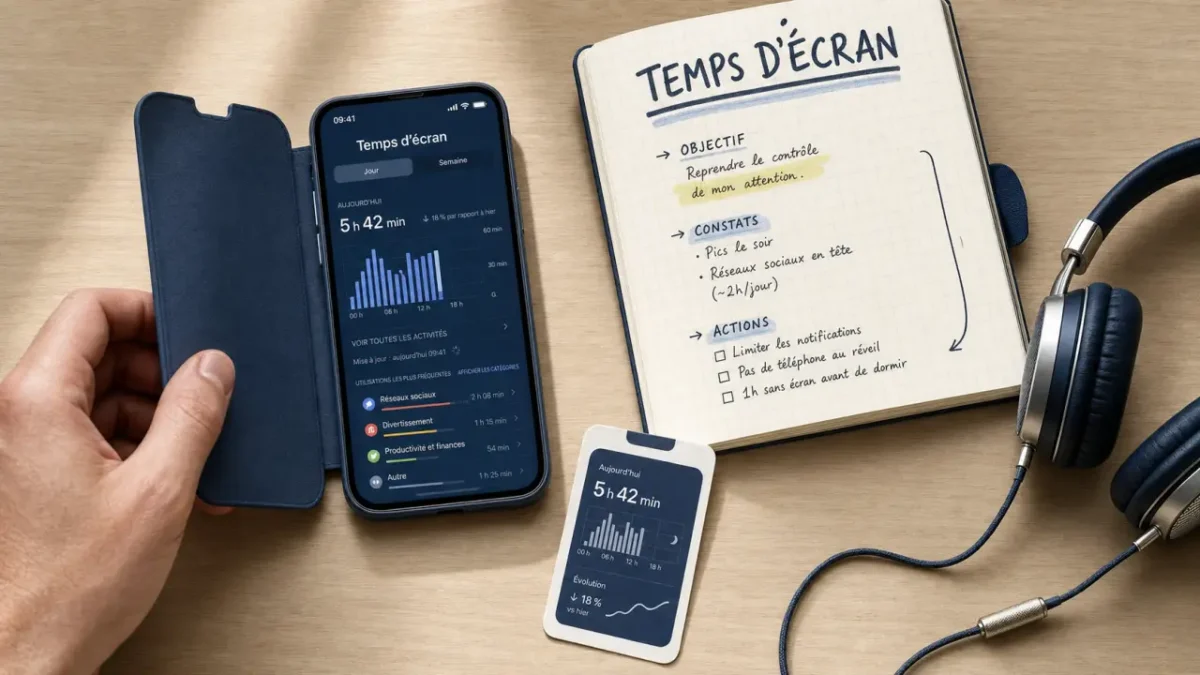 Comment voir le temps passé sur son téléphone : écran Temps d’écran iPhone Android, widgets et limites
