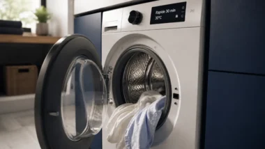 Lavage rapide 30 minutes, 30°C : vêtements dans lave-linge