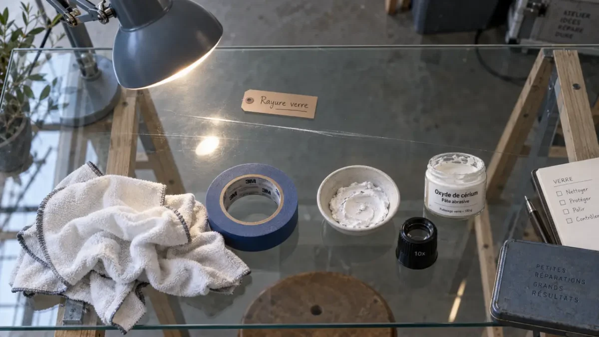 Enlever rayure profonde verre : rayure sur verre et microfibres pour polissage