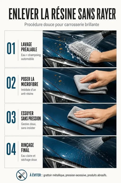 Enlever une tache de résine sans l’étaler : la méthode adaptée à chaque support 3 Méthode pour enlever des taches de résine sur une carrosserie sans rayer la peinture