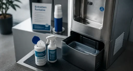 Entretien fontaine à eau : bac d’égoutture négligé