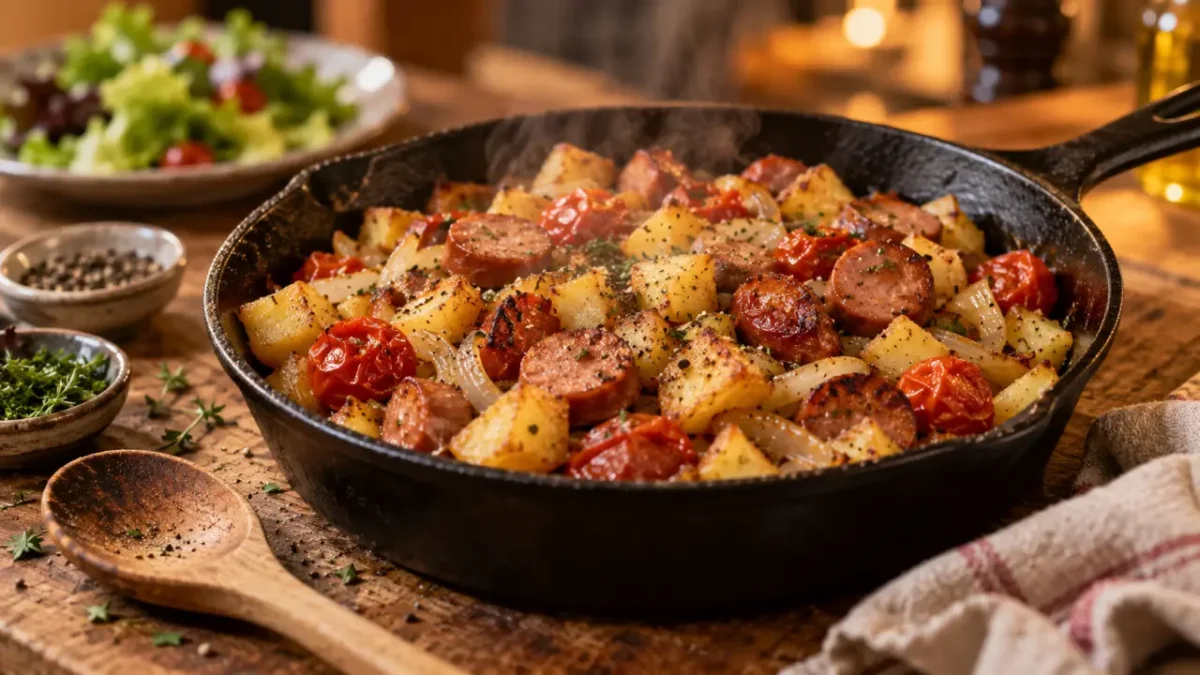 Que faire avec des knacki : poêle de Knacki fumants et pommes de terre